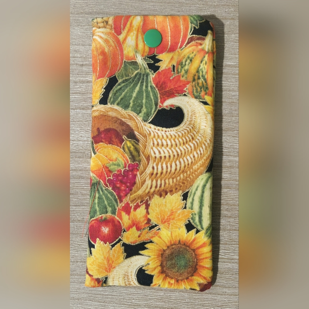 Handmade Thanksgiving Padded Eyeglass Case or Sunglass Case with Snap Closu…